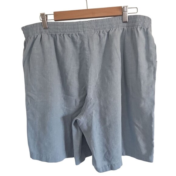 Adolfo Sport Linen Blend Shorts Slate Blue Sz M Pull On Elastic Waistband Beach - Picture 2 of 9